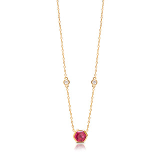 Sophia Hexagon Cut Necklace - Pink Spinel