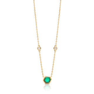 Sophia Hexagon Cut Necklace - Emerald