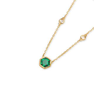 Sophia Hexagon Cut Necklace - Emerald