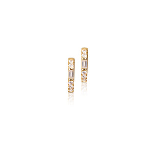 Mia Baguette Cut Hoop Earrings - Diamond