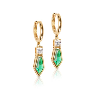 Naomi Drop Hoop Earrings - Emerald