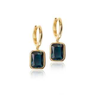 Lily Drop Hoop Earrings - London Blue Topaz