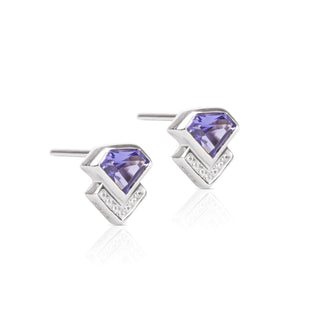 Zara Deco Stud Earrings- Tanzanite