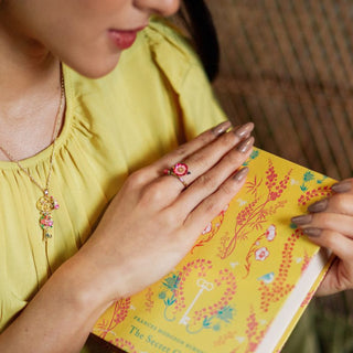 Model wearing the Wildflower Open Ring by Bill Skinner Studio