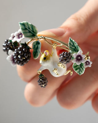 Blackberry & Mouse Brooch