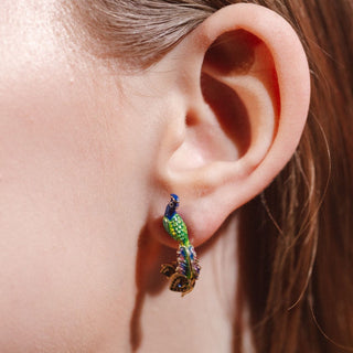 Peacock Stud Earring closeup