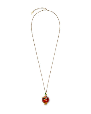 Red enamel pomegranate locket necklace