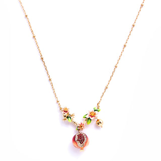 Pomegranate Necklace with gold chain
