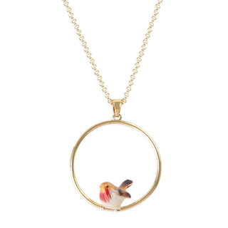 Robin Long Gold Hoop Pendant Necklace