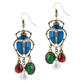 Statement Beetle Charm Drop Earrings