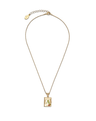 The Story book Locket on a gold chain with hand-painted enamel and a soft rose adorning it