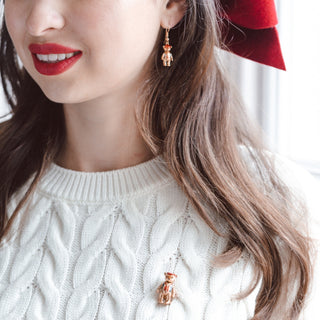 Teddy Brooch and Earrings