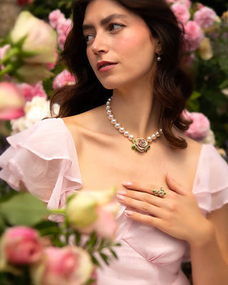 Jordan Rose - Vintage Rose & Pearl Necklace