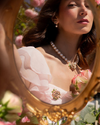 Jordan Rose - Vintage Rose & Pearl Necklace