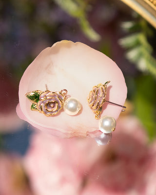 Jordan Rose - Vintage Rose & Pearl Stud Earrings