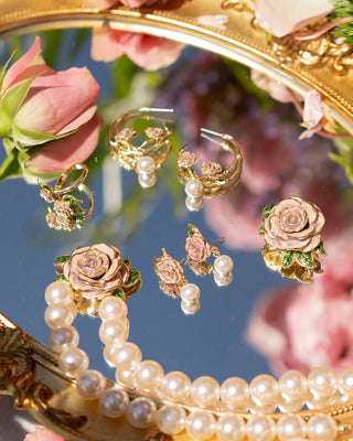 Jordan Rose - Vintage Rose & Pearl Stud Earrings