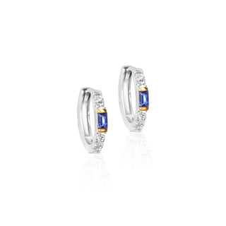 Mia Baguette Cut Hoop Earrings - Sapphire