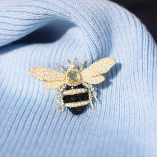 Bejewelled Pearl Bee Brooch