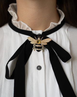 Bejewelled Pearl Bee Brooch