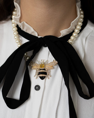 Bejewelled Pearl Bee Necklace