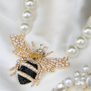 Bejewelled Pearl Bee Necklace