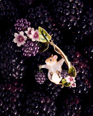 Blackberry & Mouse Brooch