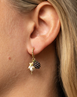 Blackberry & Mouse Beaded Hoop Earrings
