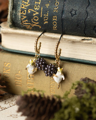 Blackberry & Mouse Beaded Hoop Earrings
