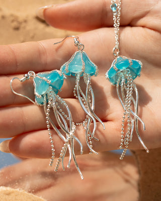 Blue Jellyfish Long Pendant