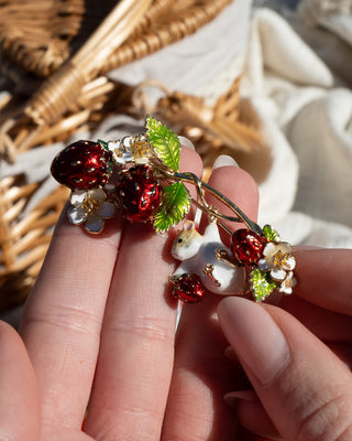 Strawberry & Mouse Brooch