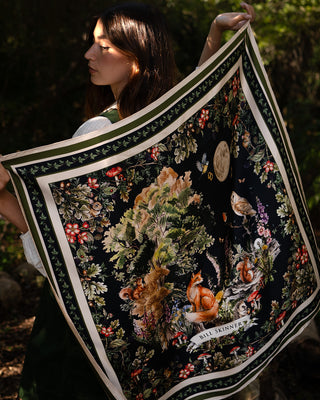 Forest Friends Narrative Scarf - Navy