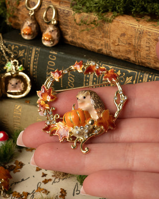 Hedgehog & Pumpkin Brooch