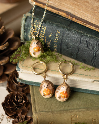 Hedgehog & Pumpkin Huggie Earrings