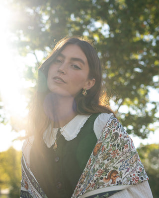 Forest Friend Print Scarf - Ivory