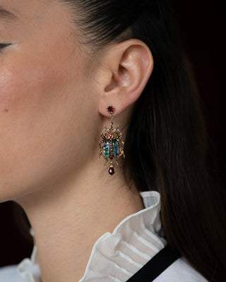 Bejewelled Beetle Statement Drop Earrings