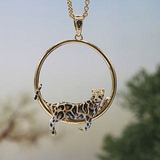 Clouded Leopard Hoop Necklace