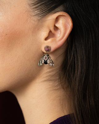 Bejewelled Moth Drop Earrings