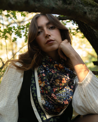 Forest Friends Print Scarf - Navy
