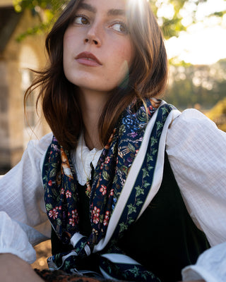 Forest Friends Print Scarf - Navy
