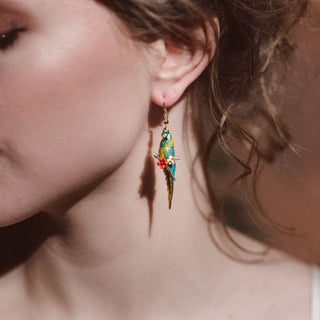 Parrot Drop Earrings - Blue