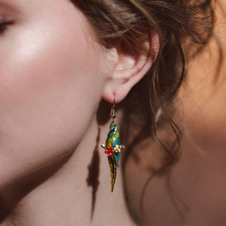 Parrot Drop Earrings - Blue