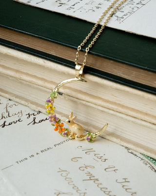 Flower Rabbit Hoop Necklace