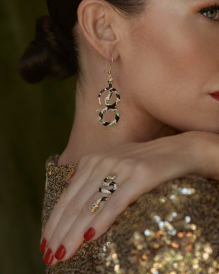 Bejewelled Snake Drop Earrings