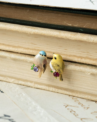 Songbird Serenade Goldcrest & Coal Tit Duet - Mismatched Earstuds