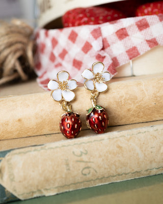 Strawberry & Flower Drop Earrings