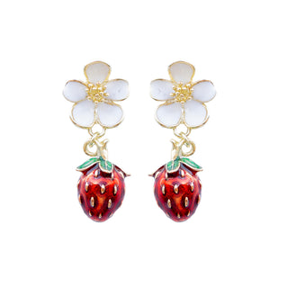Strawberry & Flower Drop Earrings
