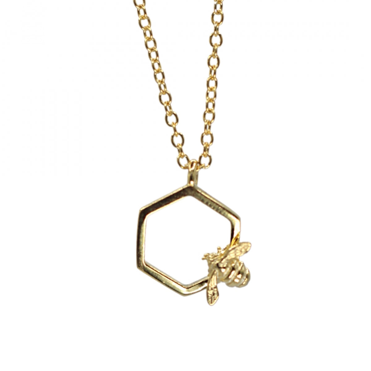 Hexagon Bumble Bee Pendant Gold – Bill Skinner Studio