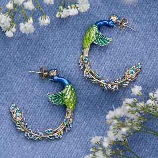 Peacock Hoop Earrings