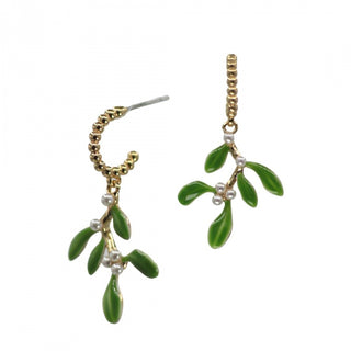 Mistletoe Hoop Drop Earrings