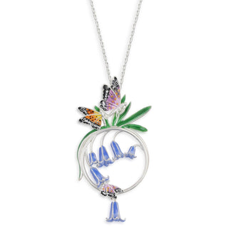 Bluebell and Butterfly Long Pendant